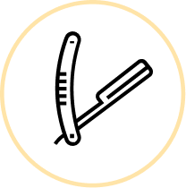 icon of black Razor inside a brown circle